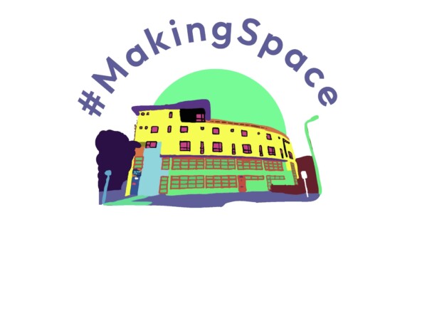 logo with colourful building and the words making space