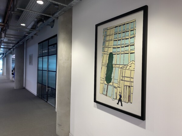 Venture Arts artist Armaghan Butt's work on display in Escode's Manchester office.