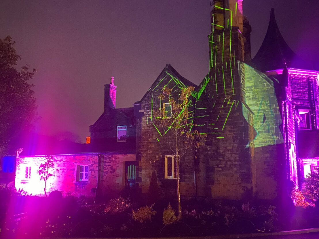 Projection mapping on a large old house