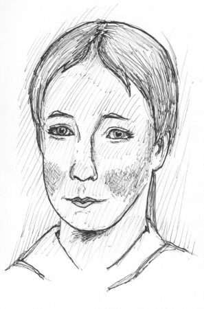 Ink drawing of Elizabeth Gaskell's daughter by George Parker-Conway