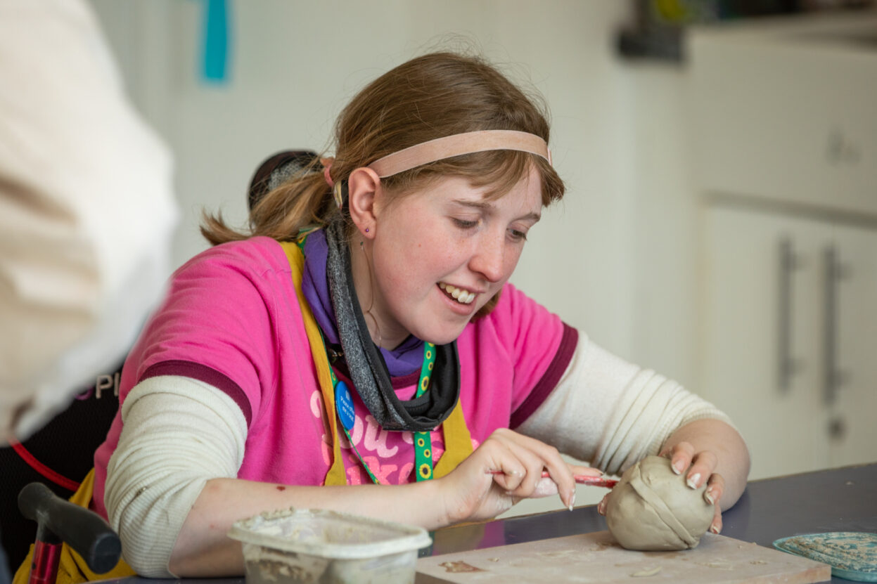 Artist Sally Hirst working on a ceramics project