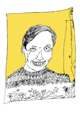 Ink drawing of Debbie Cowley drawn by Leslie Thompson