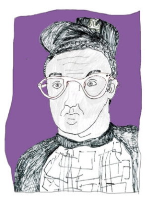 Ink drawing of Muhammad Abby drawn by Leslie Thompson