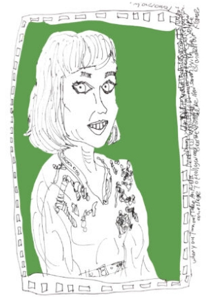 Ink drawing of Sarah Boulter drawn by Leslie Thompson