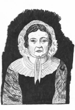 Ink drawing of William Gaskell's mother by George Parker-Conway