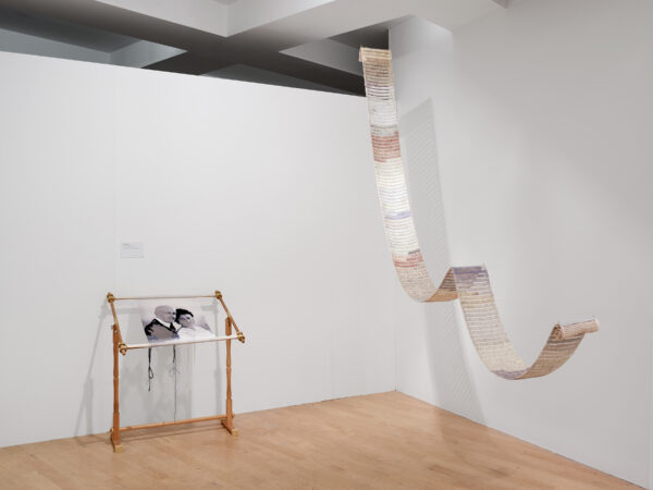 Artwork by Laura Nathan displayed in the Narratives: Threads and Testimony exhibition at Manchester Jewish Museum