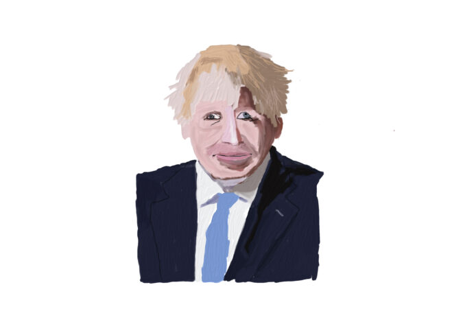 A digital portrait of Boris Johnson, drawn by Michael Nash