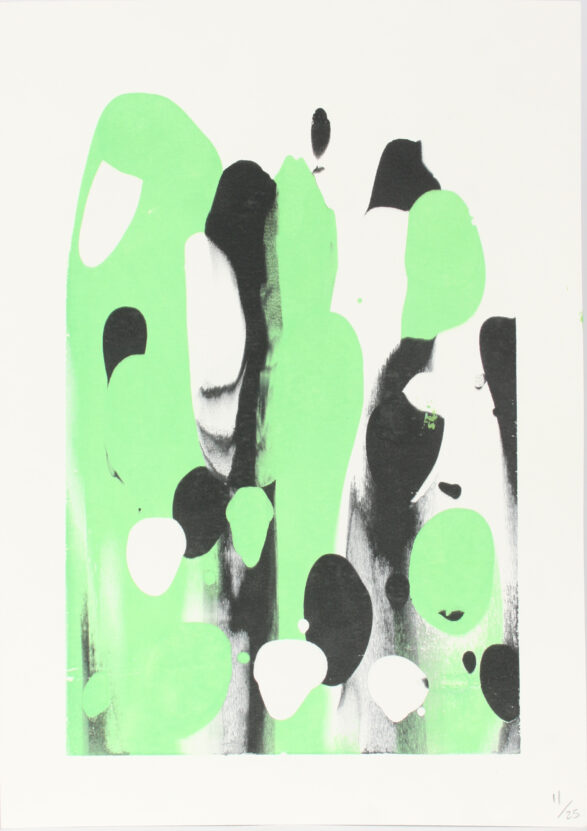 Violet emsley 3 different colour greens 2023 screen print abstract canaletto velino paper 210x290x1mm10 image