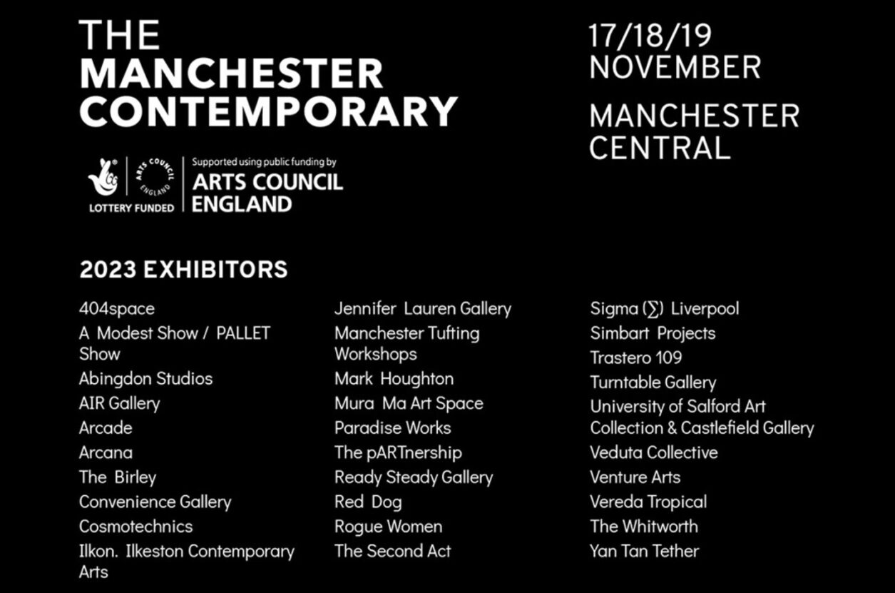 Graphic from the Manchester contemporary listing exhibitors.