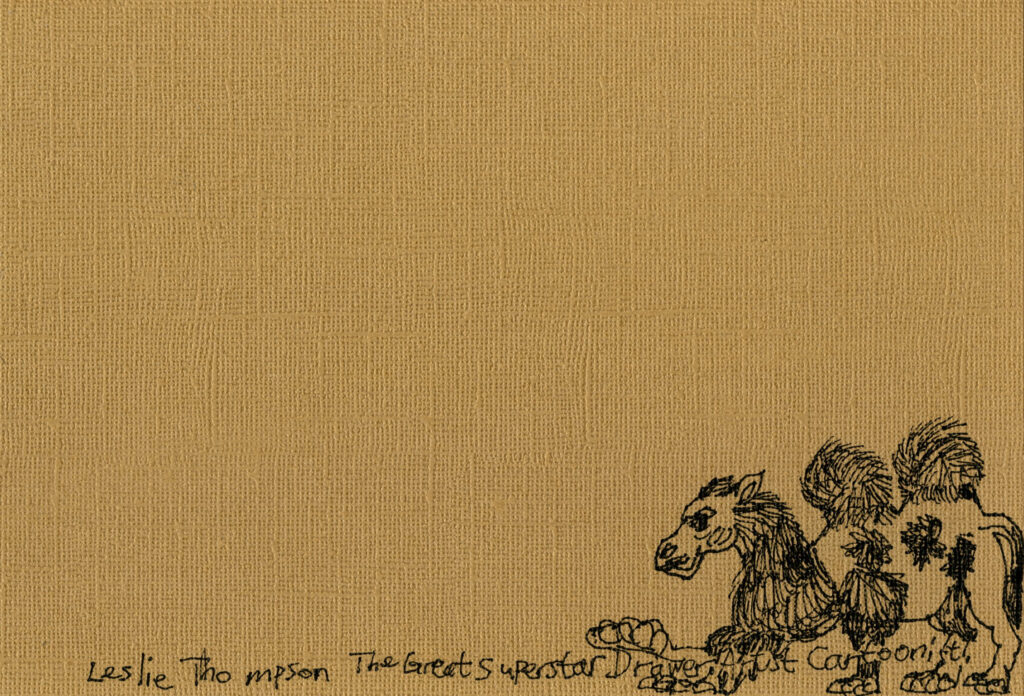 Leslie Thompson Camel illustration on brown paper A5 print