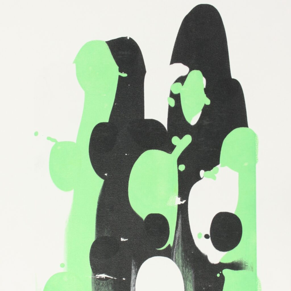 Violet Emsley 3 Different Colour Greens abstract screen print