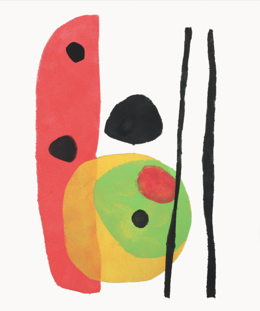A3 Print of an abstract print by Ahmed Mohammed in red, yellow, green and black