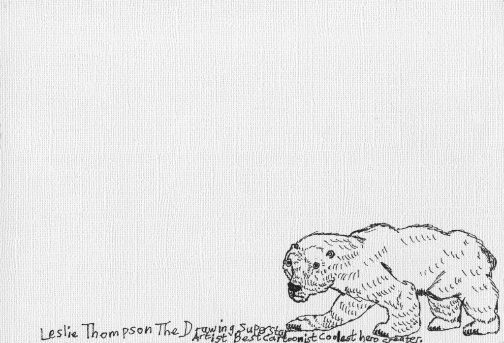 A5 Print - hand drawn illustration of a polar bear, on white photo rag paper, by Leslie Thompson