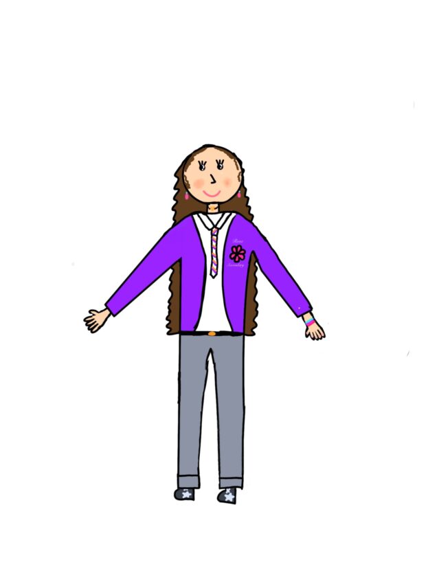 A digital illustration of a girl in school uniform.