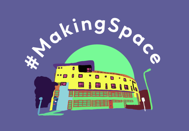 A colourful logo of a building with the words 'Making Space' above it.