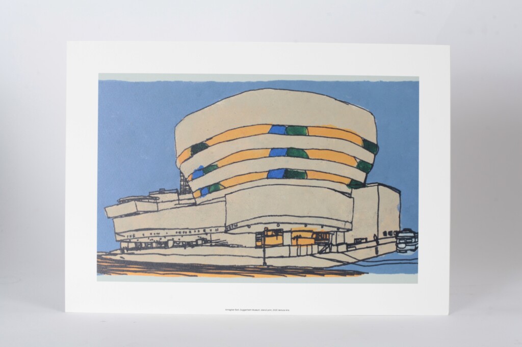 A3 reproduction print by Armaghan Butt showing a stencil print of the Guggenheim museum