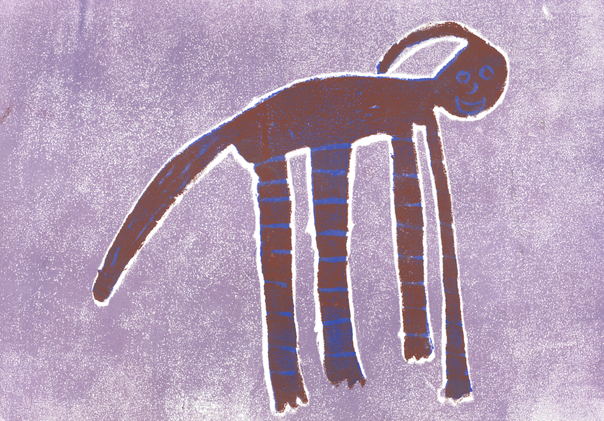 Venture Arts artist Elsie Kilbane's watercolour painting of a brown horse on a lilac background.